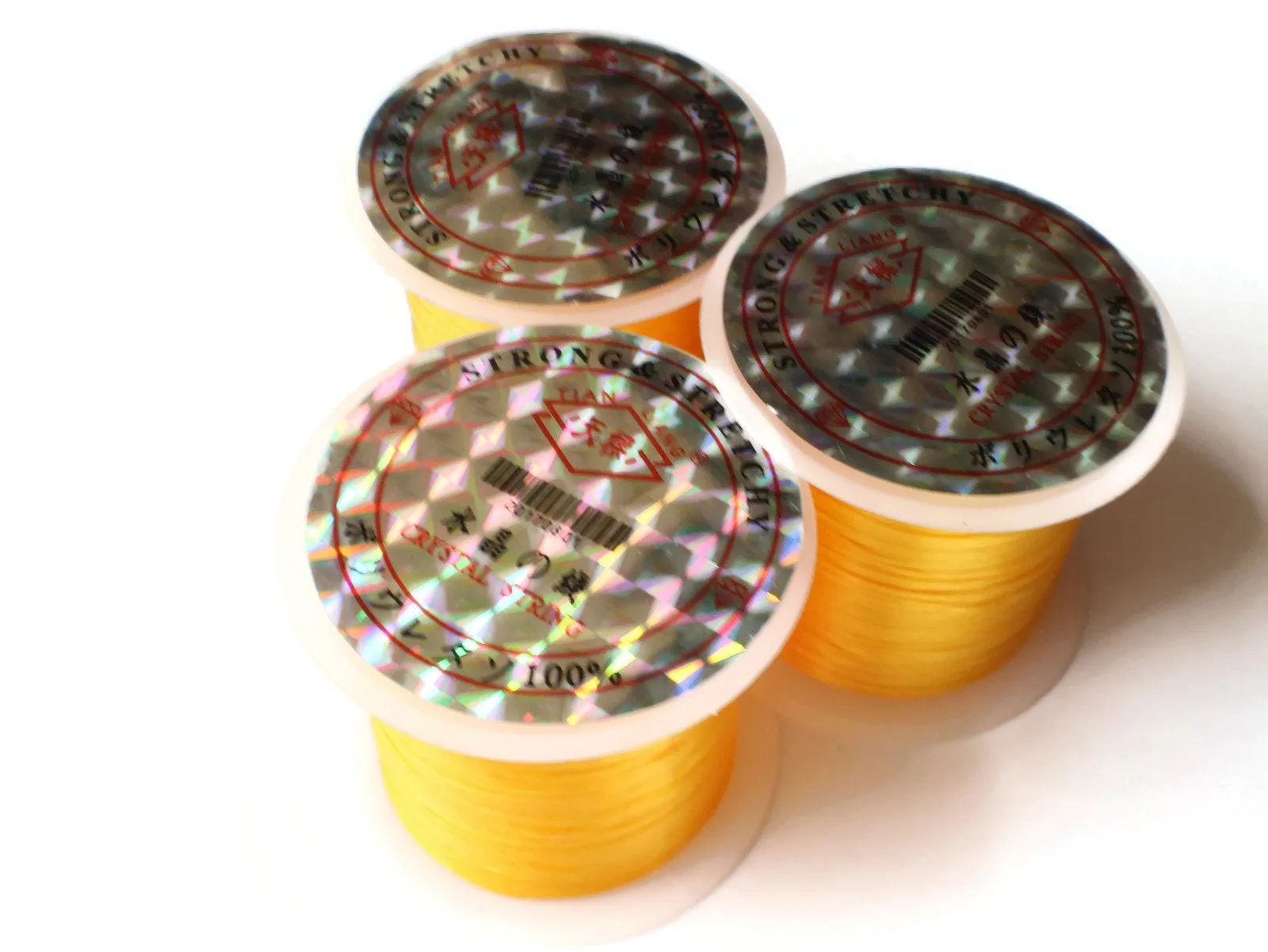 3 Rolls Thread Golden Yellow Elastic Cord 0.8mm Elastic Thread 10 Meters per roll