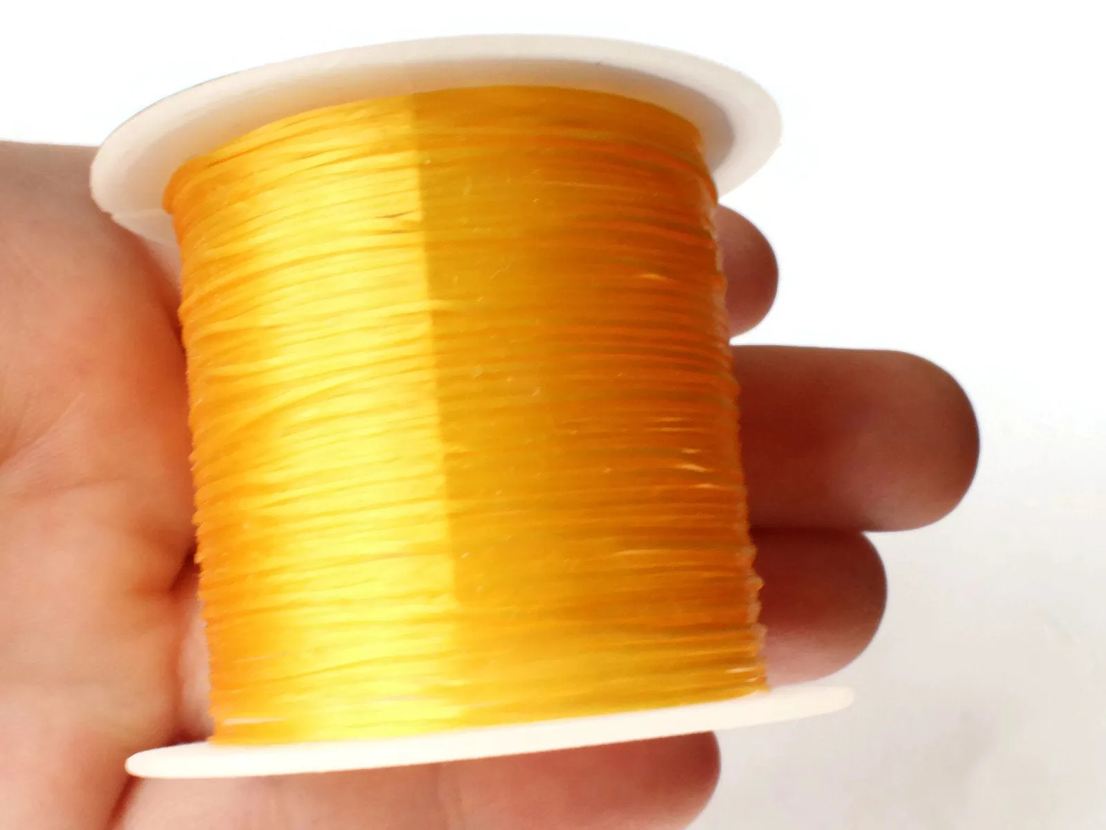 3 Rolls Thread Golden Yellow Elastic Cord 0.8mm Elastic Thread 10 Meters per roll