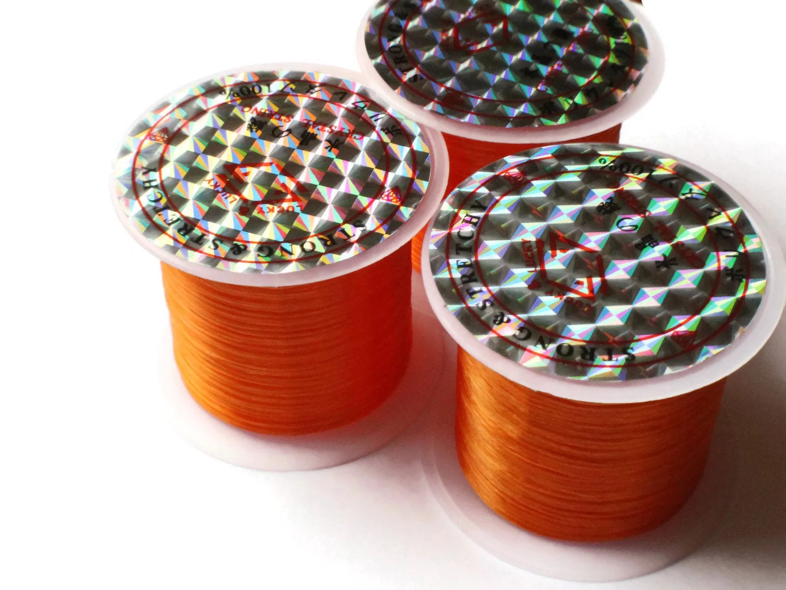 3 Rolls Thread Orange Elastic Cord 0.8mm Elastic Thread 10 Meters per roll