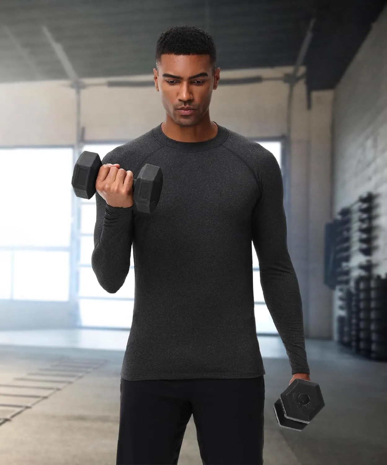 ADOREISM Men's Long Sleeve Thermal Underwear Tops Moisture Wicking Base Layer Thermal Slim Fit Athletic Shirts for Men