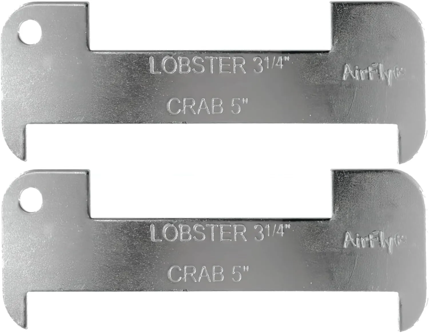 AirFly Aluminum Lobster and Blue Crab Gauge for California, Maine, MA, NH, RI, CT, MP, AL, FL, GA, MD, VA, NC, SC, LA, TX, Canada, 5", 3 1/4". Designed in San Francisco, USA