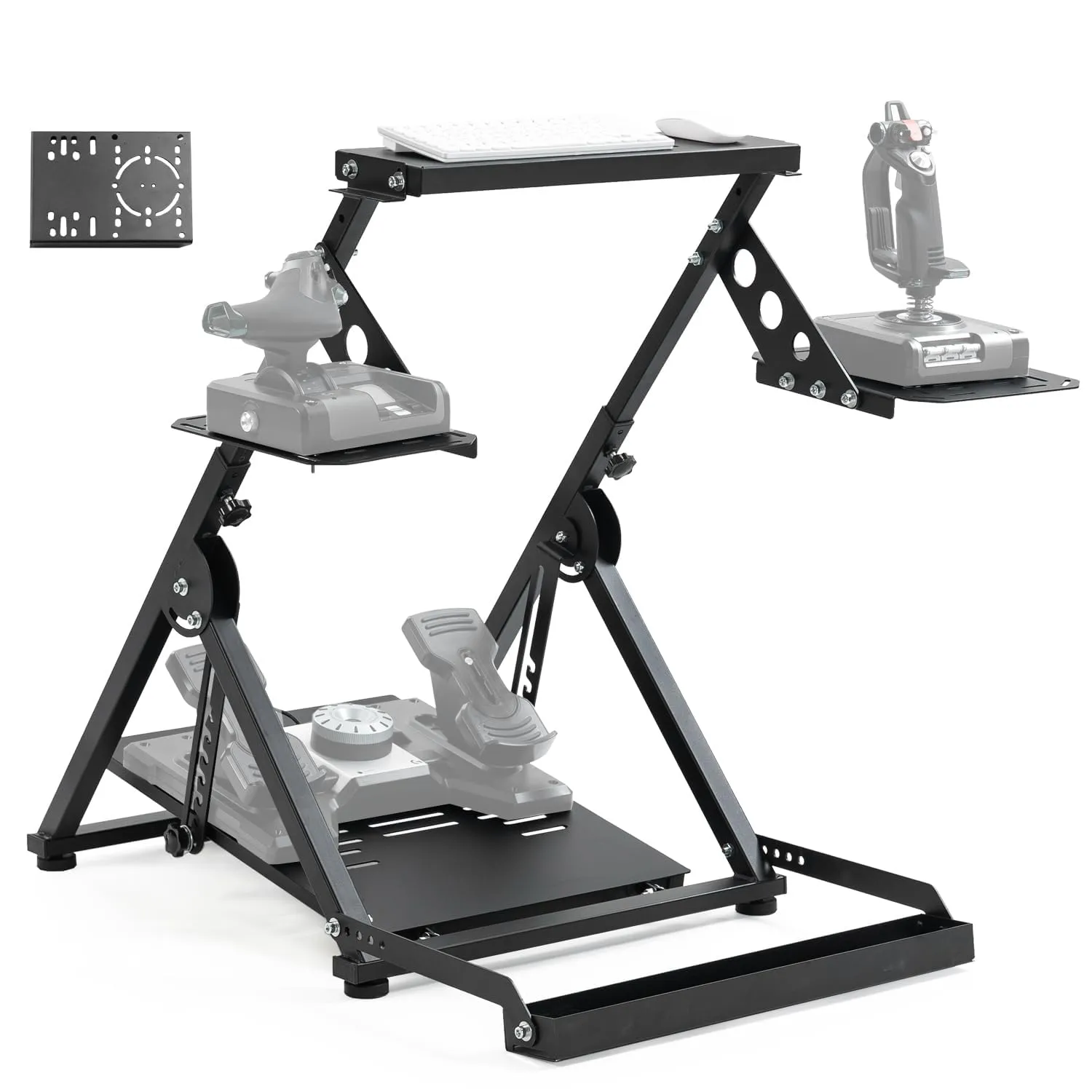 Anman Foldable Flight Simulation Cockpit 3.0 with Fixed Slot Fit for Logitech/Thrustmaster/Hotas Warthog/Fanatec,Electronics Adjustable Fight Sim Mount Pedals, Steering Wheel Not Included