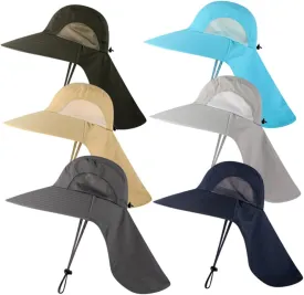 Beaupretty Outdoor Sun Hat with Neck Cover and Chinstrap Wide Brim Fishing Cap for Hiking Climbing and Sailing UV