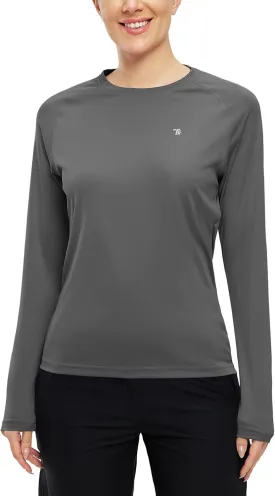 BGOWATU Women's Long Sleeve UPF 50  Sun Shirts Lightweight Workout Active Tops Quick Dry Swim Athletic Workout Rash Guard