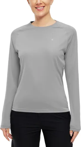 BGOWATU Women's Long Sleeve UPF 50  Sun Shirts Lightweight Workout Active Tops Quick Dry Swim Athletic Workout Rash Guard