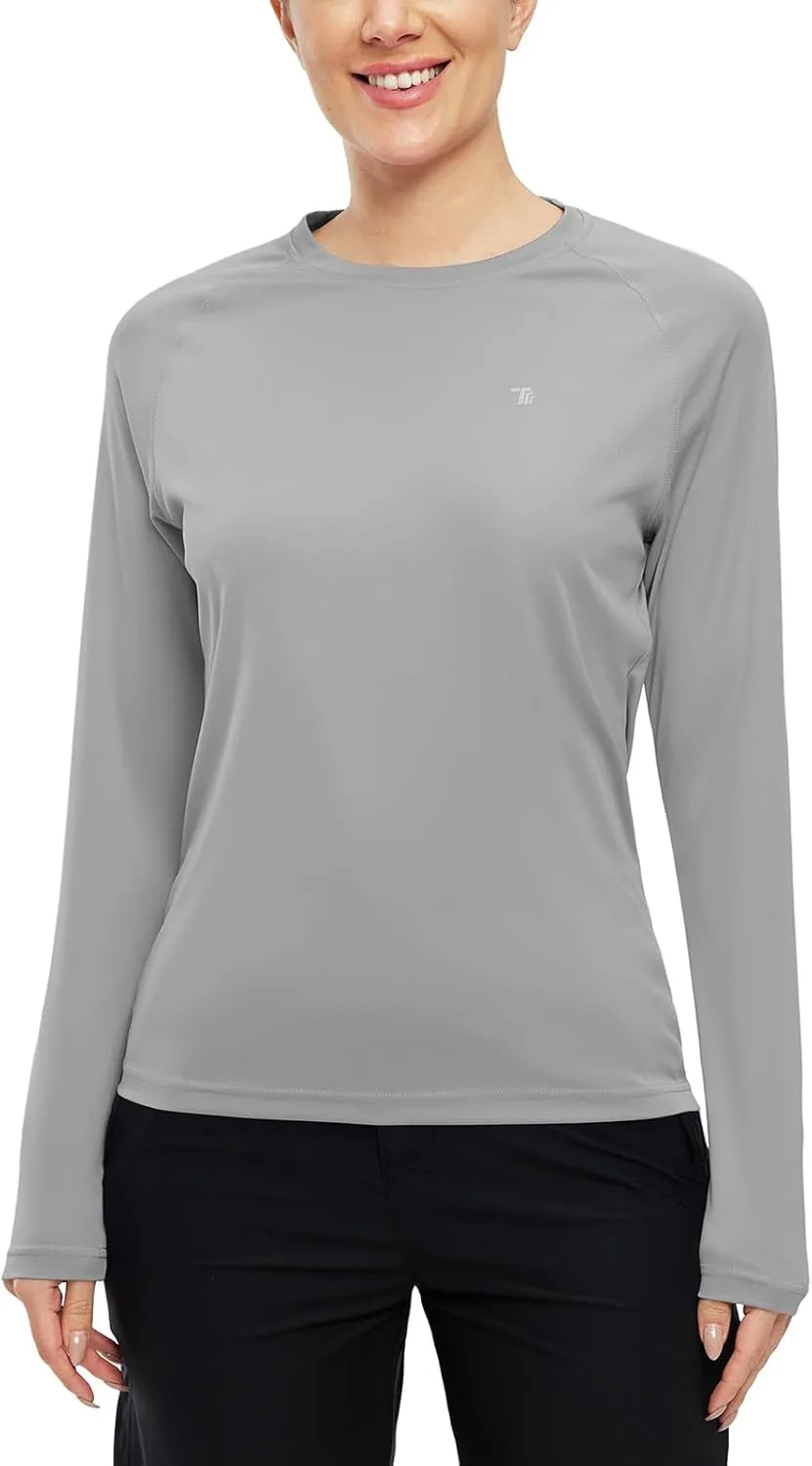 BGOWATU Women's Long Sleeve UPF 50  Sun Shirts Lightweight Workout Active Tops Quick Dry Swim Athletic Workout Rash Guard