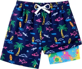 Boys Swim Trunks with Compression Liner Swimming Shorts Quick Dry Bathing Suit for 7-20 Years