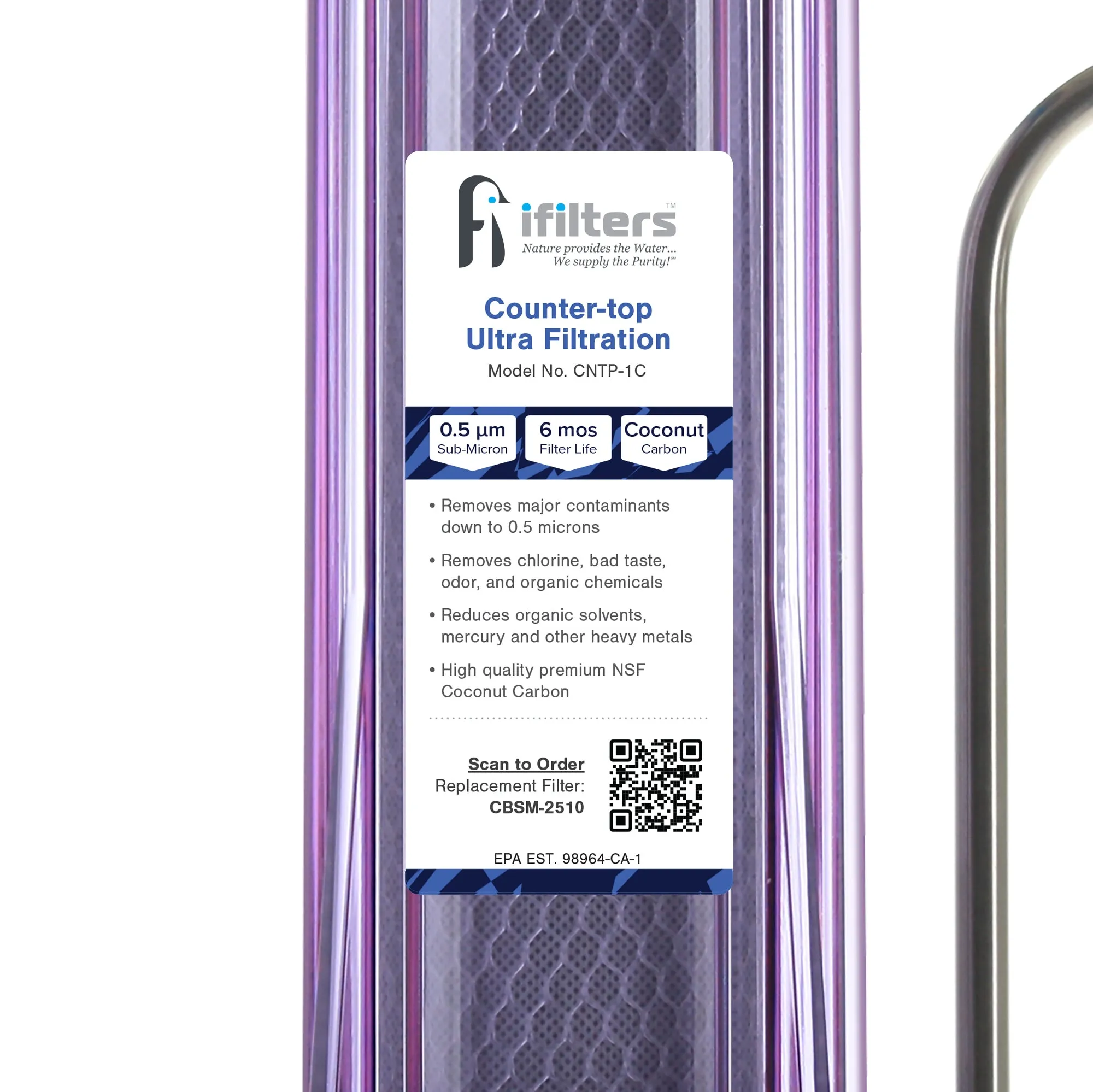 Countertop Ultra Drinking Water Filter For VOCs Chlorine, Clear