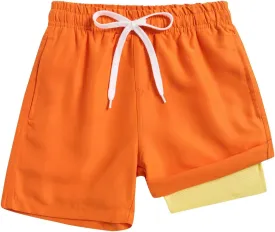 Cozople 7-20T Boys Swim Trunks with Compression Liner Solid Color Bathing Suit Quick Dry Swim Shorts Swimwear