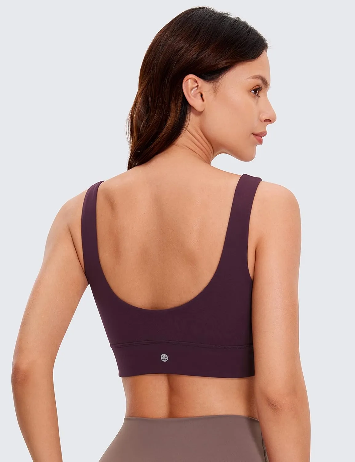 CRZ YOGA Butterluxe Womens U Back Sports Bra - Scoop Neck Padded Low Impact Yoga Clothes Workout Crop Top with Built in Pads