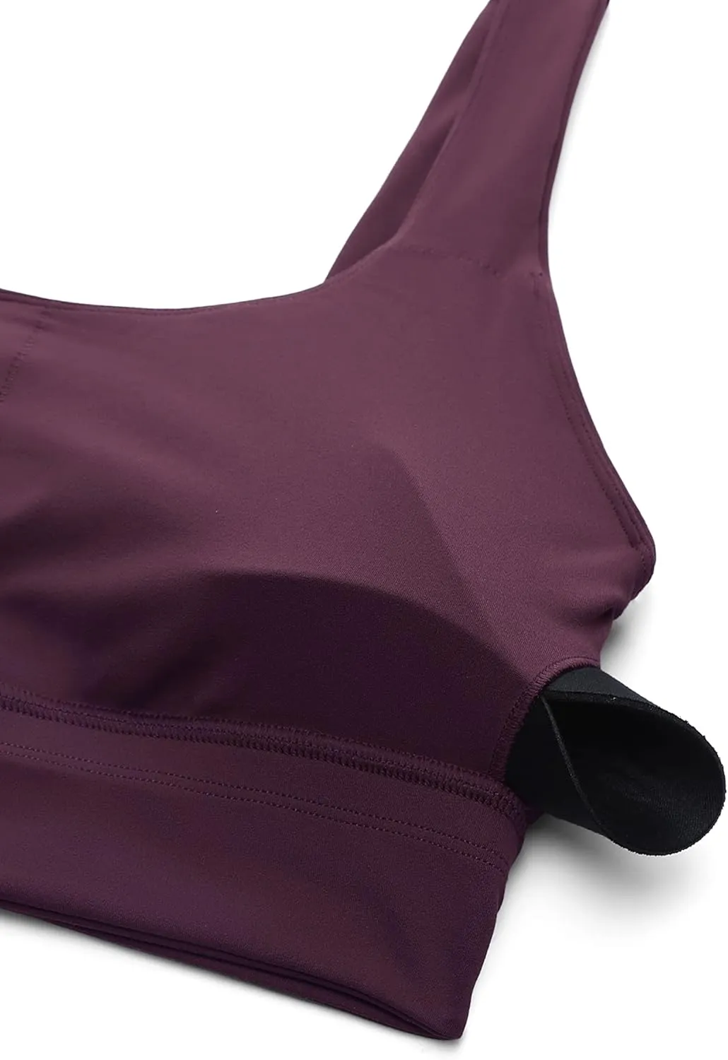CRZ YOGA Butterluxe Womens U Back Sports Bra - Scoop Neck Padded Low Impact Yoga Clothes Workout Crop Top with Built in Pads