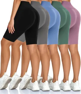 Diu Life 5 Pack High Waist Biker Shorts for Women - Buttery Soft 8" Womens Shorts for Workout, Yoga, Athletic