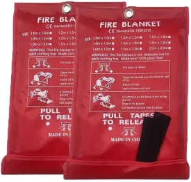 Emergency Fire Blanket Set - 2-Pack - Kitchen Fire Blanket, 40" x 40" Home Safety Blanket, Fiberglass Fireproof Blanket. (2)