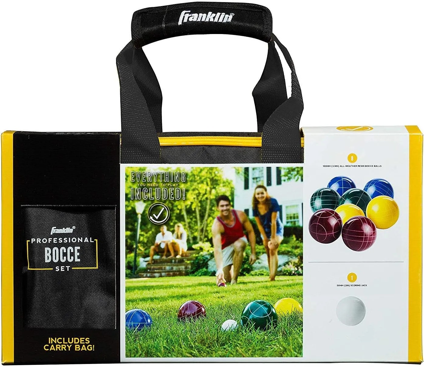 Franklin Sports Bocce Ball Set ?? 8 All Weather Bocce Balls and 1 Pallino ?? Beach, Backyard Lawn or Outdoor Party Game ?? Professional, American, and Starter Set Options