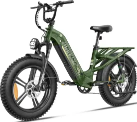 FREESKY Step-Thru Commuter Electric Bike 1200W Motor 28MPH Adults Ebike - 105 Mile Long Range with 48V 25Ah Samsung Cell Battery, 20x4 Fat Tire All-Terrain Bicycle, Full Suspension for Women & Men