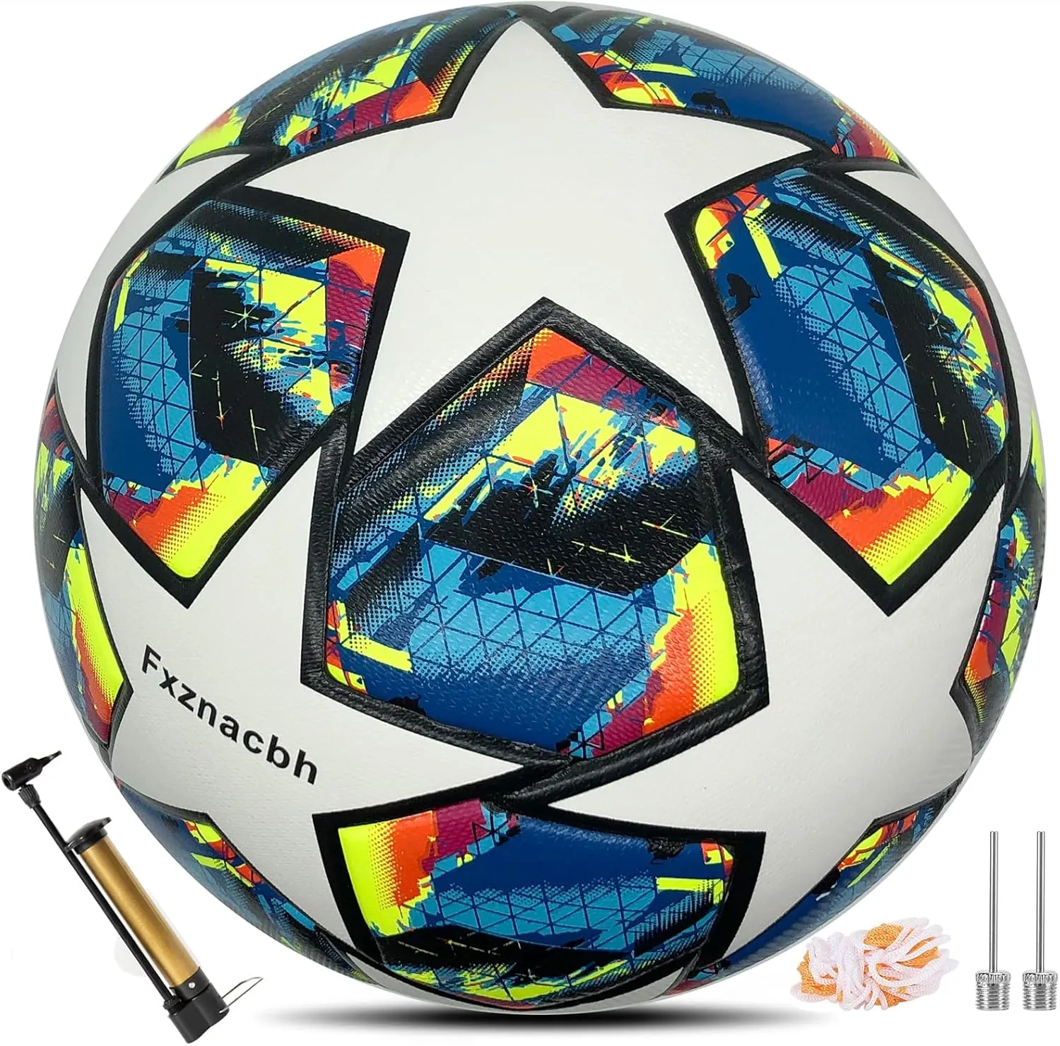 Fxznacbh Soccer Ball Size 5 Indoor and Outdoor Soccer Balls,Waterproof PU Leather,Official Match Ball,with Pump & Needles