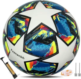 Fxznacbh Soccer Ball Size 5 Indoor and Outdoor Soccer Balls,Waterproof PU Leather,Official Match Ball,with Pump & Needles