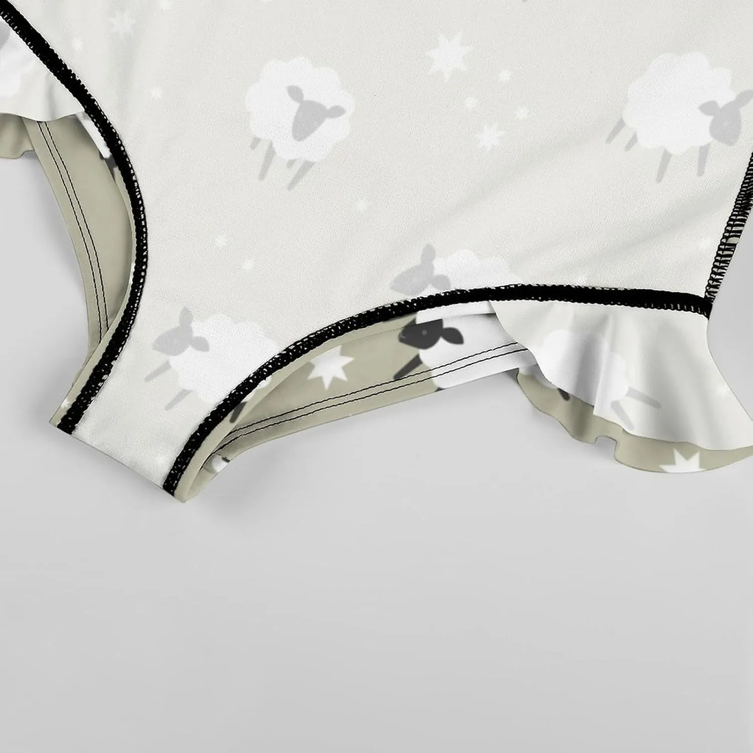 Girls One Piece Swimsuit Cute Alpacas Hearts Stars Ruffles Swimwear Bathing Suits 3-12 Years