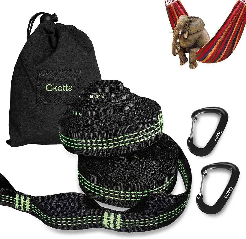 Hammock Straps, Hammock Tree Straps Lightweight Set of Two 10FT Long 32 Adjustable Loops Total with 2 Carabiners Holds up to 1000 Lbs Each Strap