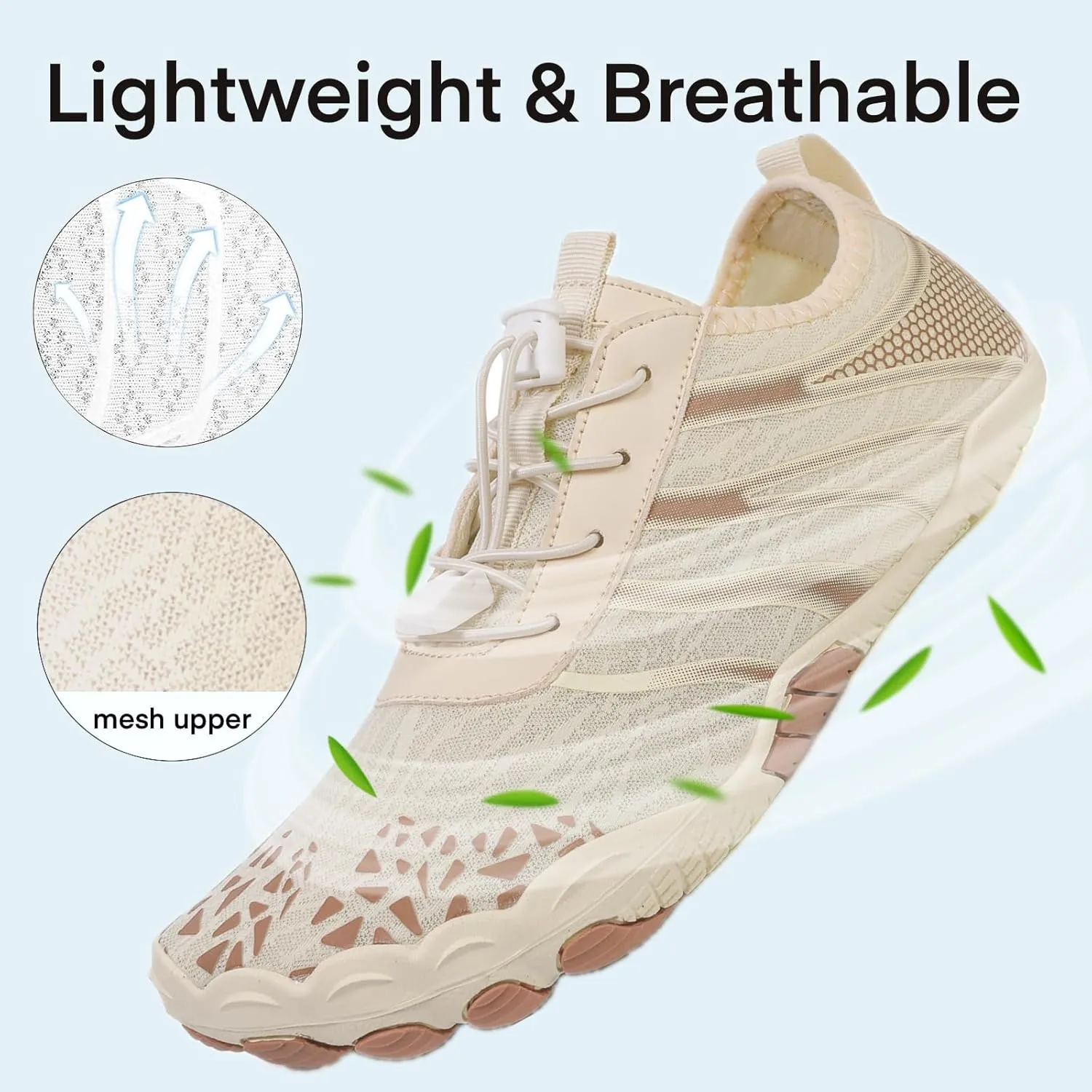 Hike Barefoot Water Shoes for Women Men, Barefoot Shoes with Wide Toe Box, Non-Slip & Quick Dry Breathable Aqua Socks for Beach Pool Aqua Swim Surf Hiking Walking Shoes