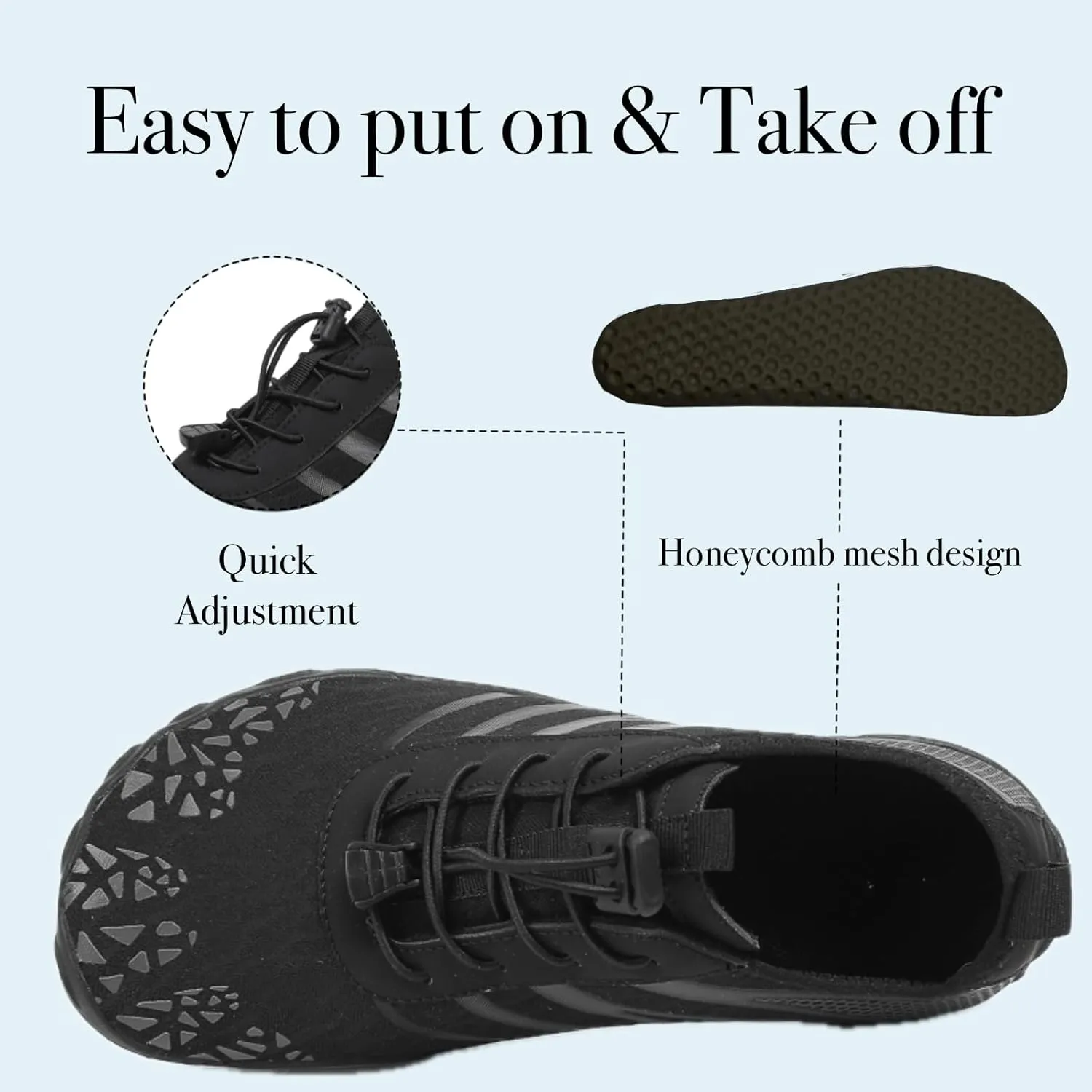 Hike Barefoot Water Shoes for Women Men, Barefoot Shoes with Wide Toe Box, Non-Slip & Quick Dry Breathable Aqua Socks for Beach Pool Aqua Swim Surf Hiking Walking Shoes