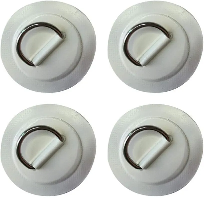 inflatable paddle boards Surfboard Dinghy Boat PVC Patch With Stainless Steel D Ring Deck Rigging SUP Board Round Ring Pad with Elastic Bungee Rope Kit vacation must haves ( Color : 4 White Pad )