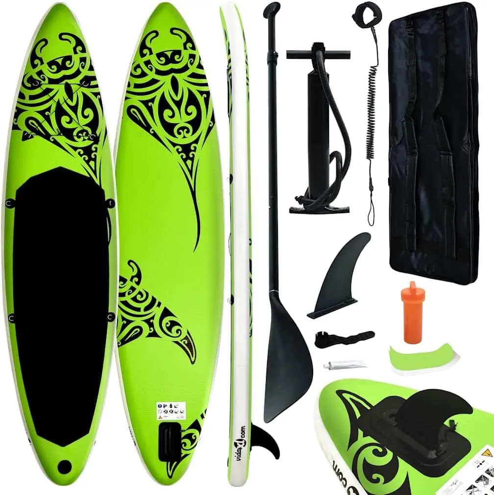 Inflatable Stand Up Paddleboard Set for Adventure and Relaxation, Lightweight and Compact, Water Fun, Green