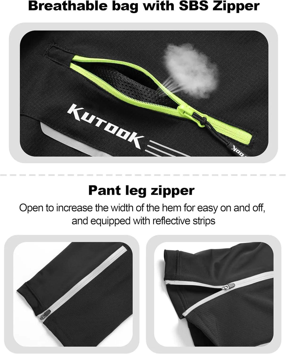 KUTOOK Cycling Bike Pants Summer/Winter Men S-4XL Quick-Dry Breathable Moutain Bike Pants for Outdoor Hiking Running Exercise