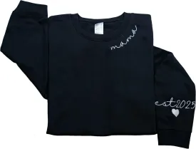 LULLBABYMALL Personalized Embroidered Mama EST Sweatshirt For Women, Mom Custom Gifts for Mother's Day Chirstmas