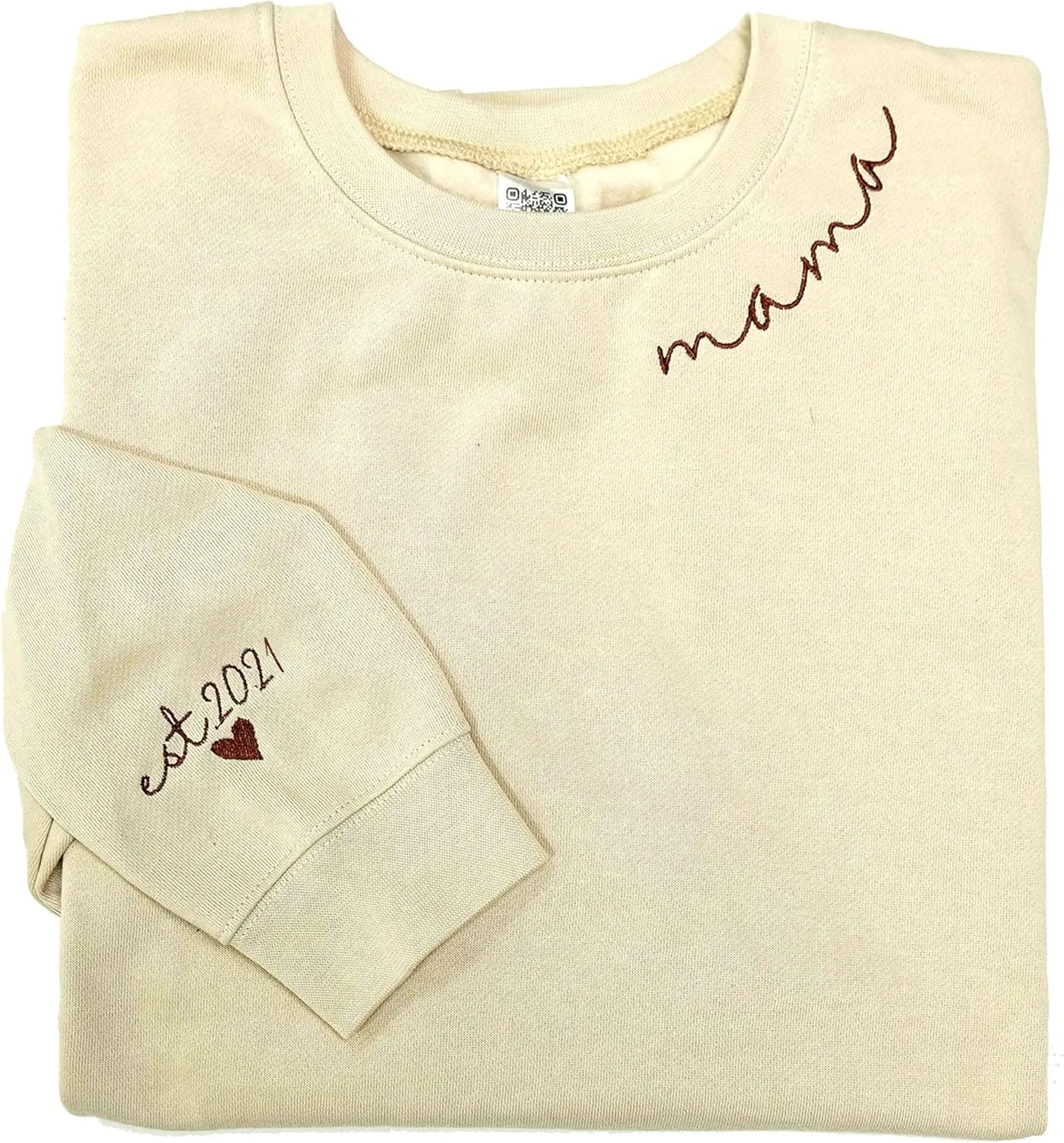 LULLBABYMALL Personalized Embroidered Mama EST Sweatshirt For Women, Mom Custom Gifts for Mother's Day Chirstmas