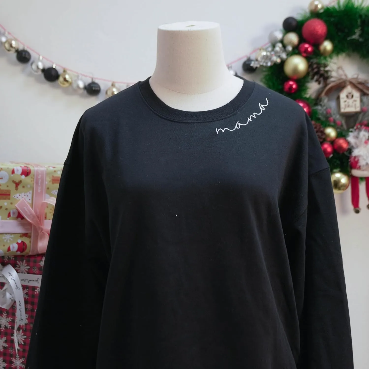 LULLBABYMALL Personalized Embroidered Mama EST Sweatshirt For Women, Mom Custom Gifts for Mother's Day Chirstmas