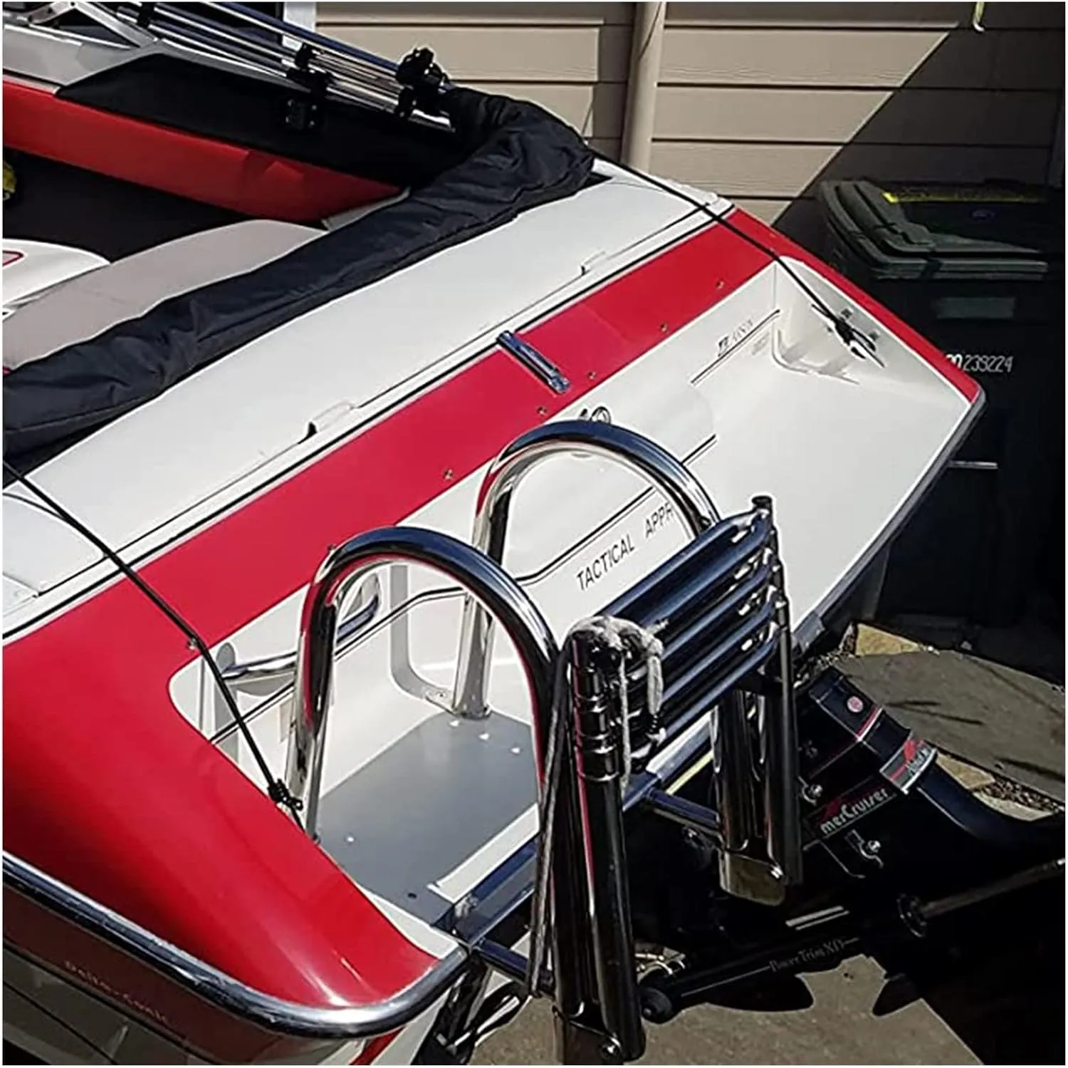 Marine Yacht Dock Ladder Swimming Pool Folding Boat Ladder, Pontoon Ladder Heavy Duty 4 Step Dock Ladder Retractable, Stainless Steel Deck Fishing Boat Ladders Load 200kg, Rear Entry Mouted