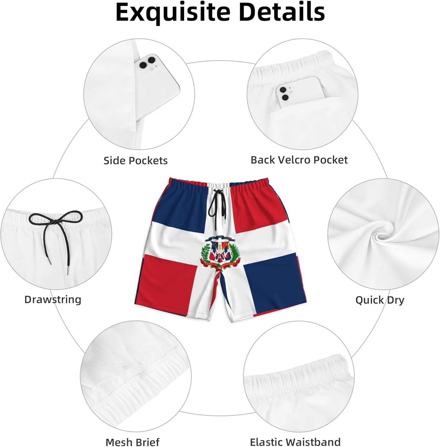 Mens Jamaica Swim Trunks Jamaican Flag Trunk Beach Shorts Quick Dry Board Shorts Summer Party Shorts Pockets Mesh