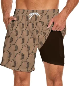Men's Swim Trunk Retro 80s 90s Board Shorts with Mesh Lining Quick Dry Summer Swim Shorts