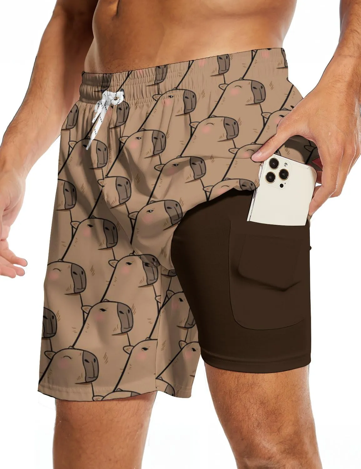 Men's Swim Trunk Retro 80s 90s Board Shorts with Mesh Lining Quick Dry Summer Swim Shorts