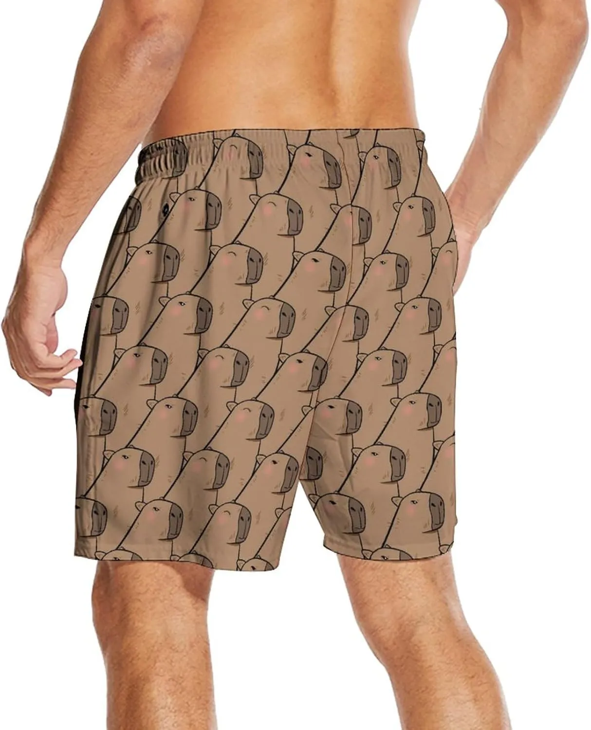 Men's Swim Trunk Retro 80s 90s Board Shorts with Mesh Lining Quick Dry Summer Swim Shorts