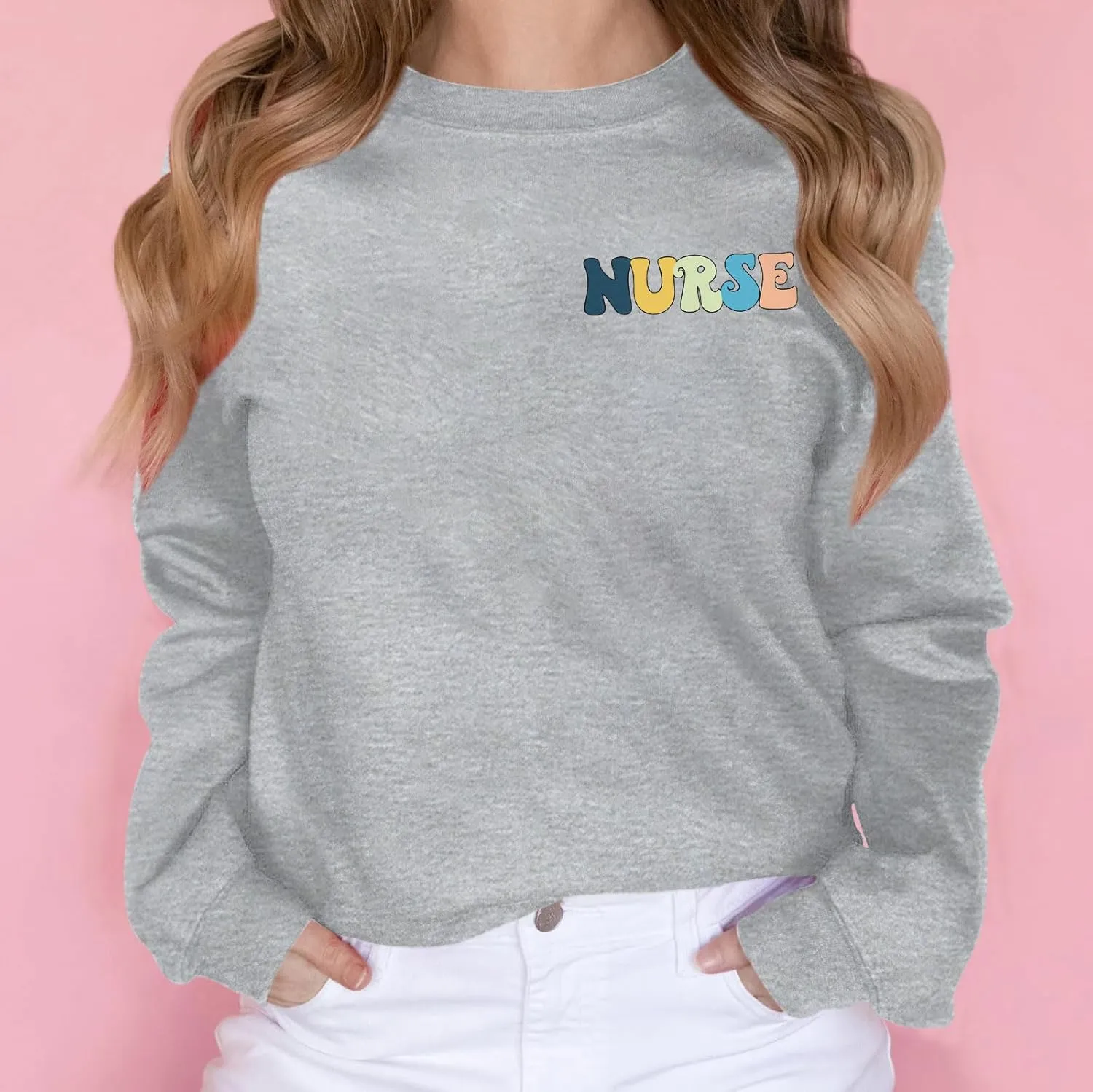 Nurse Graphic Crewneck Sweatshirts for women Floral Stethoscope Lightweight Sweatshirt Pullover Hoodie Nurses Gifts