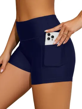 SHEKINI Women Swim Shorts Bathing Suit Bottoms High Waisted Tummy Control Board Swimsuit with Pockets