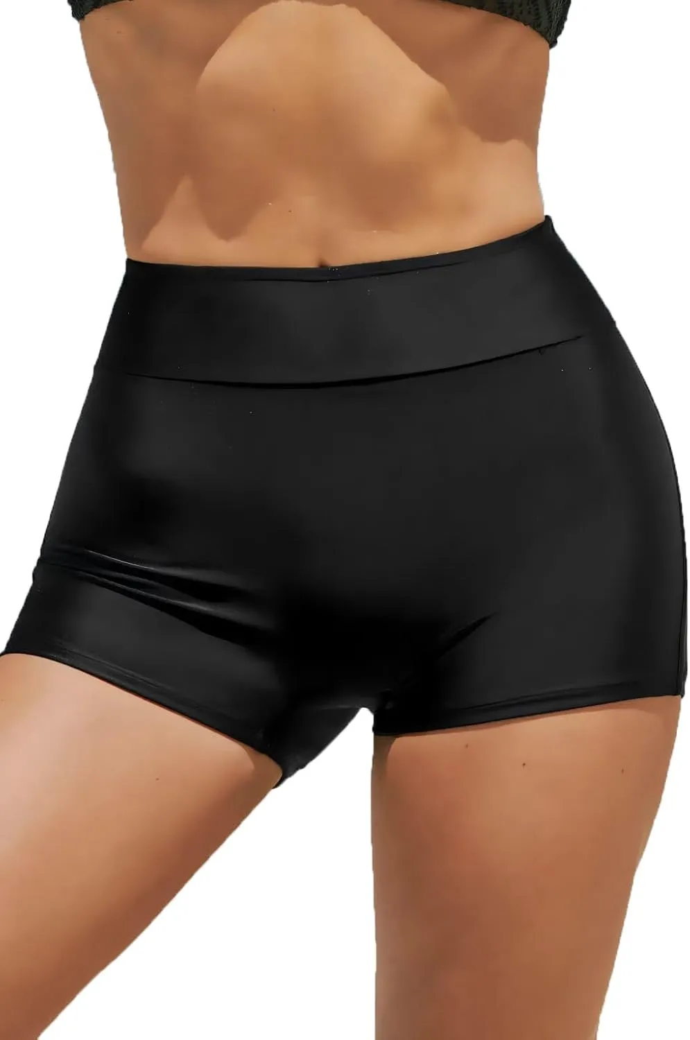SherryDC Women High Waisted Swim Shorts V Cut Bikini Swimsuit Bottoms Drawstring Ruched Bathing Suit Board Shorts