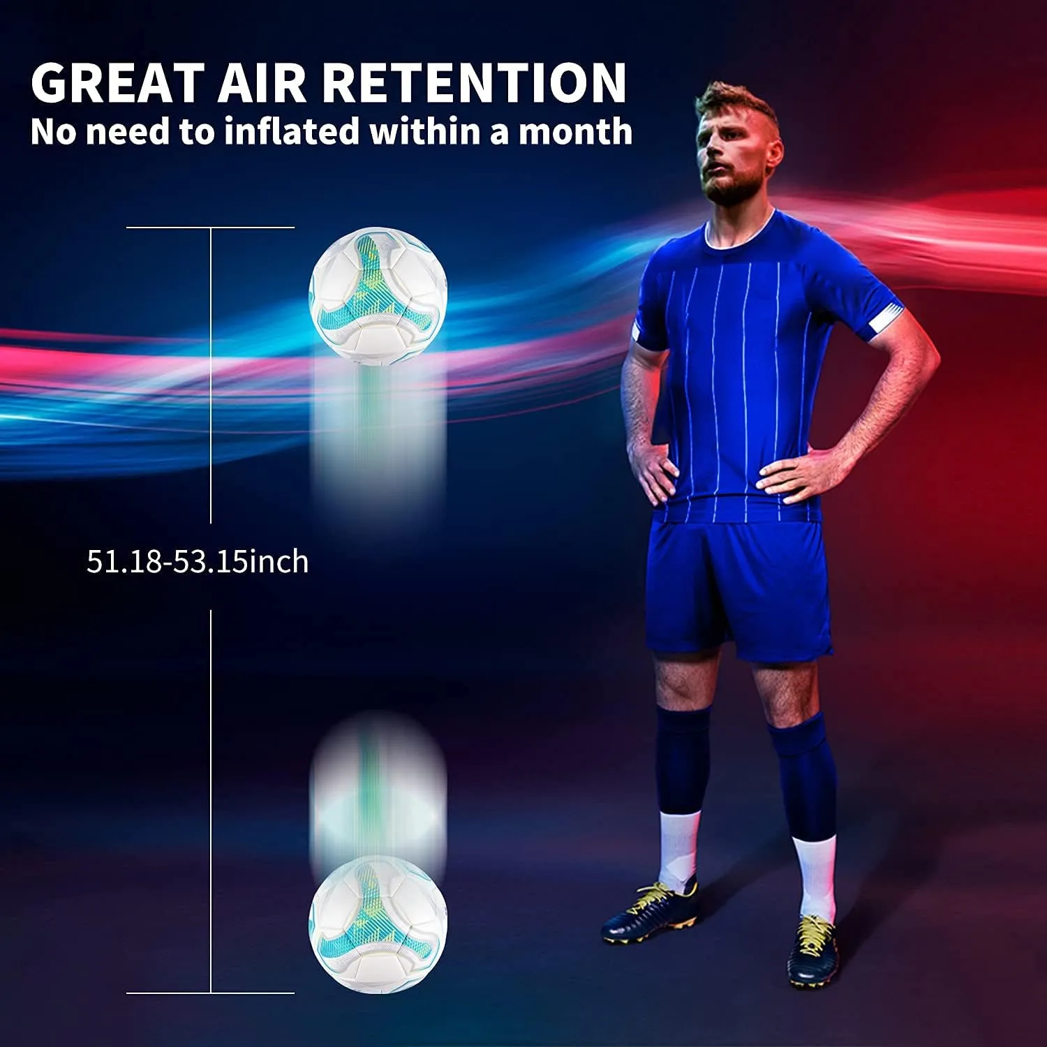 SHOKE Soccer Ball Size 5 Official Size Soccer Ball Thermal Bonded Training Slip Resistant