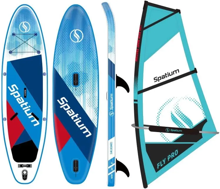 Spatium Wind Surfboard Sails Inflatable Windsurfing Board and Sail 5.0m/6.0m Inflatable Windsurf Sail with Sail Board for Newbie Friendly Windsurfer