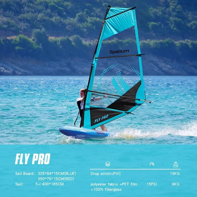 Spatium Wind Surfboard Sails Inflatable Windsurfing Board and Sail 5.0m/6.0m Inflatable Windsurf Sail with Sail Board for Newbie Friendly Windsurfer