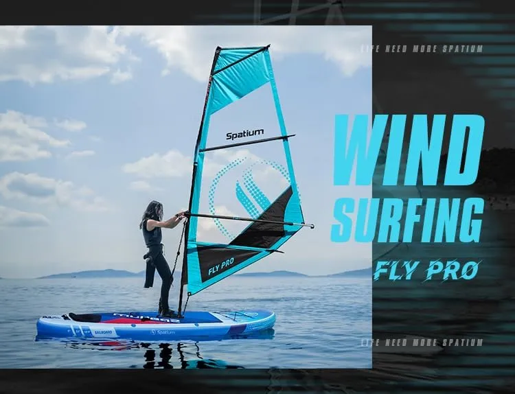 Spatium Wind Surfboard Sails Inflatable Windsurfing Board and Sail 5.0m/6.0m Inflatable Windsurf Sail with Sail Board for Newbie Friendly Windsurfer