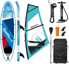 Spatium Wind Surfboard Sails Inflatable Windsurfing Board and Sail 5.0m/6.0m Inflatable Windsurf Sail with Sail Board for Newbie Friendly Windsurfer