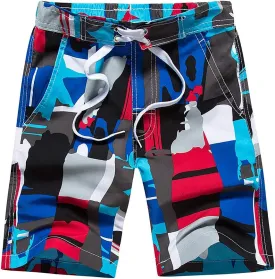 techcity Boys Teens Swim Trunks, Quick Dry Surfing Beach Sports Running Swim Shorts with Drawstring 6T to 18/20
