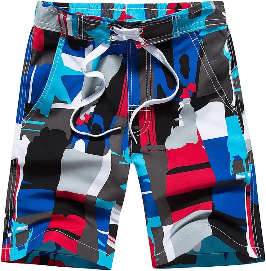 techcity Boys Teens Swim Trunks, Quick Dry Surfing Beach Sports Running Swim Shorts with Drawstring 6T to 18/20