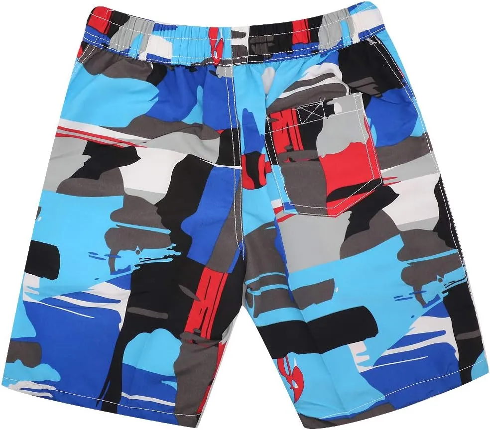 techcity Boys Teens Swim Trunks, Quick Dry Surfing Beach Sports Running Swim Shorts with Drawstring 6T to 18/20