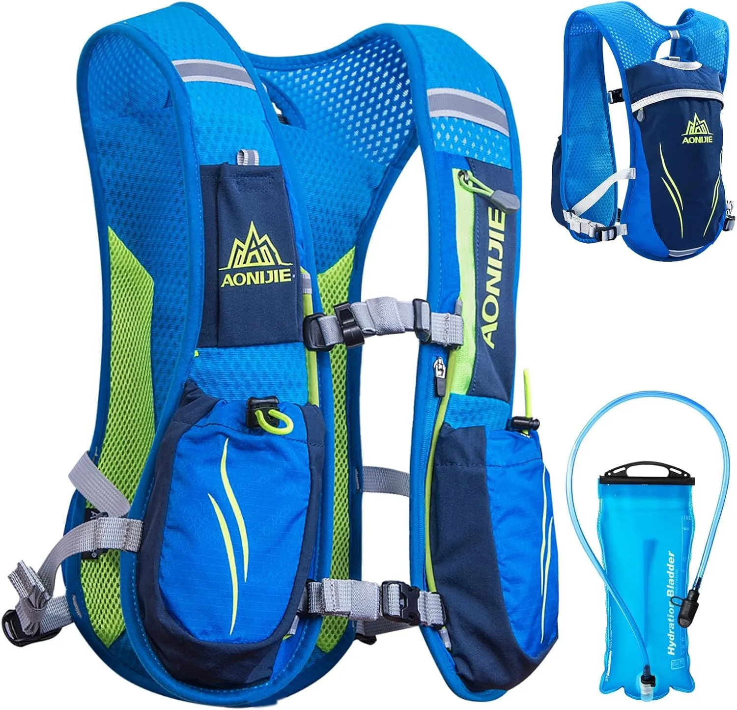 TRIWONDER Running Vest for Men Women Hydration Backpack Water Pack 5.5L Lightweight Runner Marathon Trail Hiking Cycling (Blue - with 2L TPU Water Bladder)