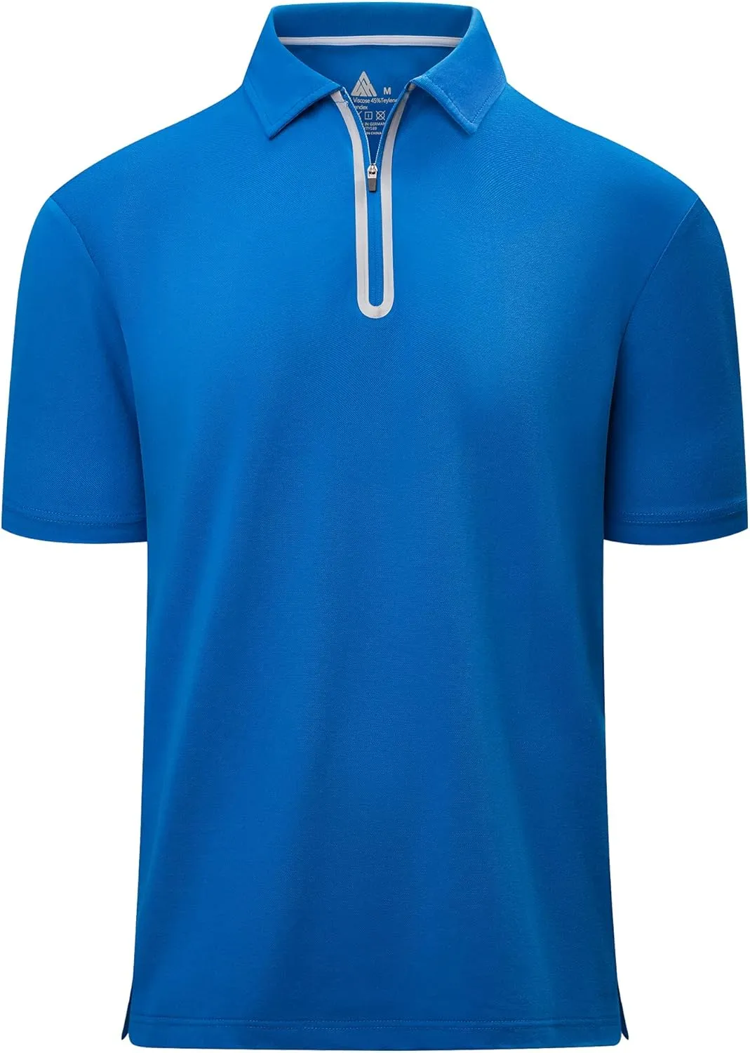 V VALANCH Mens Zipper Polo Shirts Short Sleeve Moisture Wicking Outdoor Golf Shirt Collared Athletic Tennis Polo