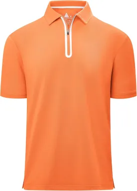 V VALANCH Mens Zipper Polo Shirts Short Sleeve Moisture Wicking Outdoor Golf Shirt Collared Athletic Tennis Polo